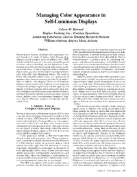 Managing Color Appearance in Self-Luminous Displays