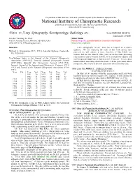 Notes Re: X-Ray, Spinography, Roentgenology, Radiology, Etc