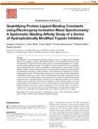 Quantifying Protein-Ligand Binding Constants Using Electrospray Ionization Mass Spectrometry