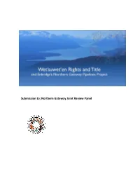 Submission To: Northern Gateway Joint Review Panel