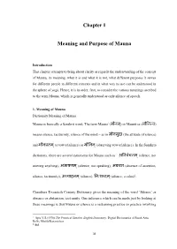 Chapter I Meaning and Purpose of Mauna