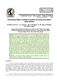 Estimating Water Content of Leaves by Using Innovative Laser Sensor