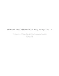The Second Annual 2014 University of Chicago Scavenger Hunt List