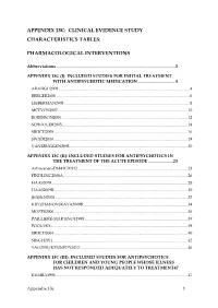 Appendix 13C: Clinical Evidence Study Characteristics Tables