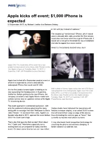 Apple Kicks Off Event; $1,000 Iphone Is Expected 12 September 2017, by Michael Liedtke and Barbara Ortutay
