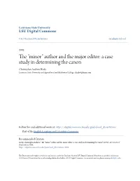 Author and the Major Editor