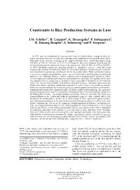 Constraints to Rice Production Systems in Laos