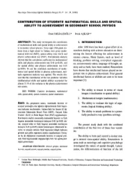 CONTRIBUTION of STUDENTS' MATHEMATICAL SKILLS and SPATIAL Abillty to ACHIEVEMENT in SECONDARY SCHOOL PHYSICS