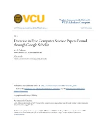 Decrease in Free Computer Science Papers Found Through Google Scholar Lee A