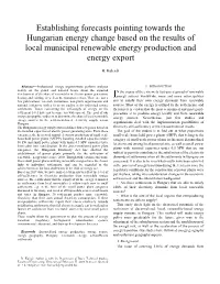 Establishing Forecasts Pointing Towards the Hungarian Energy Change Based on the Results of Local Municipal Renewable Energy Production and Energy Export