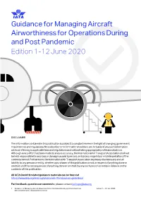 IATA Guidance Managing Aircraft Airworthiness During and Post