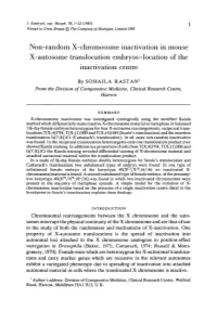 Non-Random X-Chromosome Inactivation in Mouse X-Autosome Translocation Embryos—Location of the Inactivation Centre