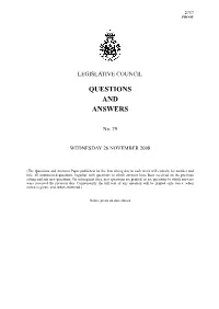 Questions and Answers No. 79— Wednesday 26 November 2008