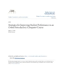 Strategies for Improving Student Performance in an Online Introductory Computer Course Sharon C