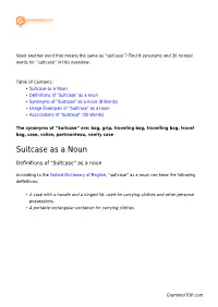 Suitcase”? Find 9 Synonyms and 30 Related Words for “Suitcase” in This Overview