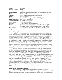 Factor D Catalog Number
