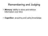 Remembering and Judging