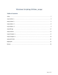 Windows Scripting Utilities Xcopy