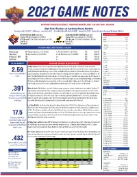 2021 Game Notes