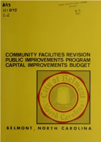 Community Facilities Revision, Public Improvements Program, and Capital Improvements Budget for Belmont, North Carolina