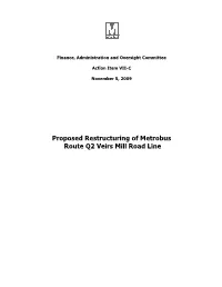 Proposed Restructuring of Metrobus Route Q2 Veirs Mill Road Line