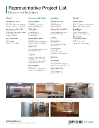 Representative Project List Displacement Applications