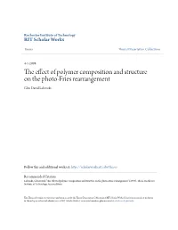 The Effect of Polymer Composition and Structure on the Photo-Fries Rearrangement Glen David Labenski