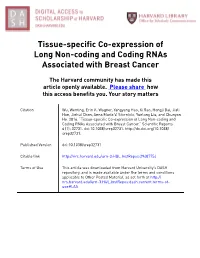 Tissue-Specific Co-Expression of Long Non-Coding and Coding Rnas Associated with Breast Cancer