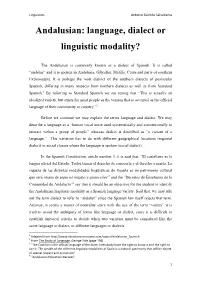 Andalusian: Language, Dialect Or