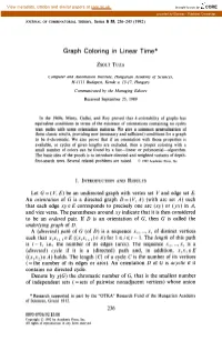 Graph Coloring in Linear Time*