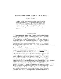 INTRODUCTION to MODEL THEORY of VALUED FIELDS 1. P-Adic Integration 1.1. Counting Solutions in Finite Rings. Consider a System
