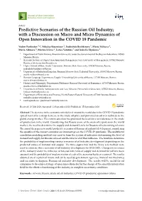 Predictive Scenarios of the Russian Oil Industry; with a Discussion on Macro and Micro Dynamics of Open Innovation in the COVID 19 Pandemic