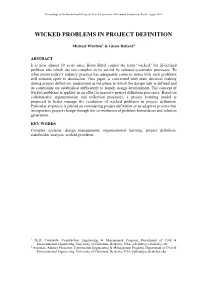 Project Definition and Wicked Problems