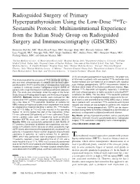 Radioguided Surgery of Primary Hyperparathyroidism Using the Low