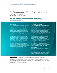 Reflections on a Team Approach to an Ombuds Office