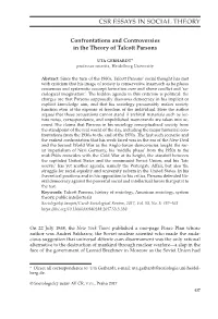 Confrontations and Controversies in the Theory of Talcott Parsons
