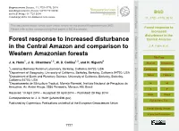 Forest Response to Increased Disturbance in the Central Amazon