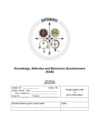 Knowledge, Attitudes and Behaviors Questionnaire (KAB)