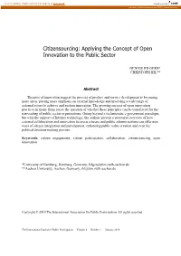 Applying the Concept of Open Innovation to the Public Sector