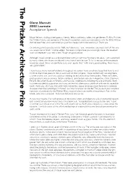 Glenn Murcutt 2002 Laureate Acceptance Speech