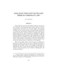 How Many Fiduciary Duties Are There in Corporate Law?