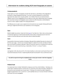 Information for Students Taking AS/A-Level Geography at Latymer