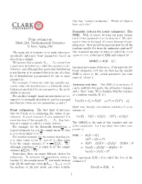 Point Estimators Math 218, Mathematical Statistics
