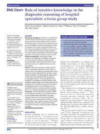 Role of Intuitive Knowledge in the Diagnostic Reasoning of Hospital Specialists: a Focus Group Study
