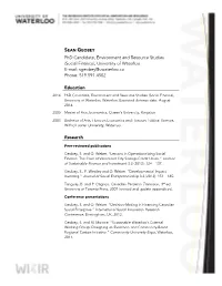 Sean Geobey's Academic C.V