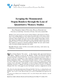 Stepan Bandera Through the Lens of Quantitative Memory Studies