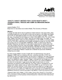 Transactional Tingles and Asmr As Emerging Media Genre