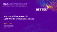 Mechanical Backdoors in Cold War Encryption Machines