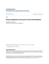 Revenue Assignments in the Practice of Fiscal Decentralization