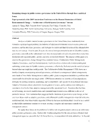 Examining Changes in Public Resource Governance in the United States Through Three Analytical Lenses Paper Presented at the 2009